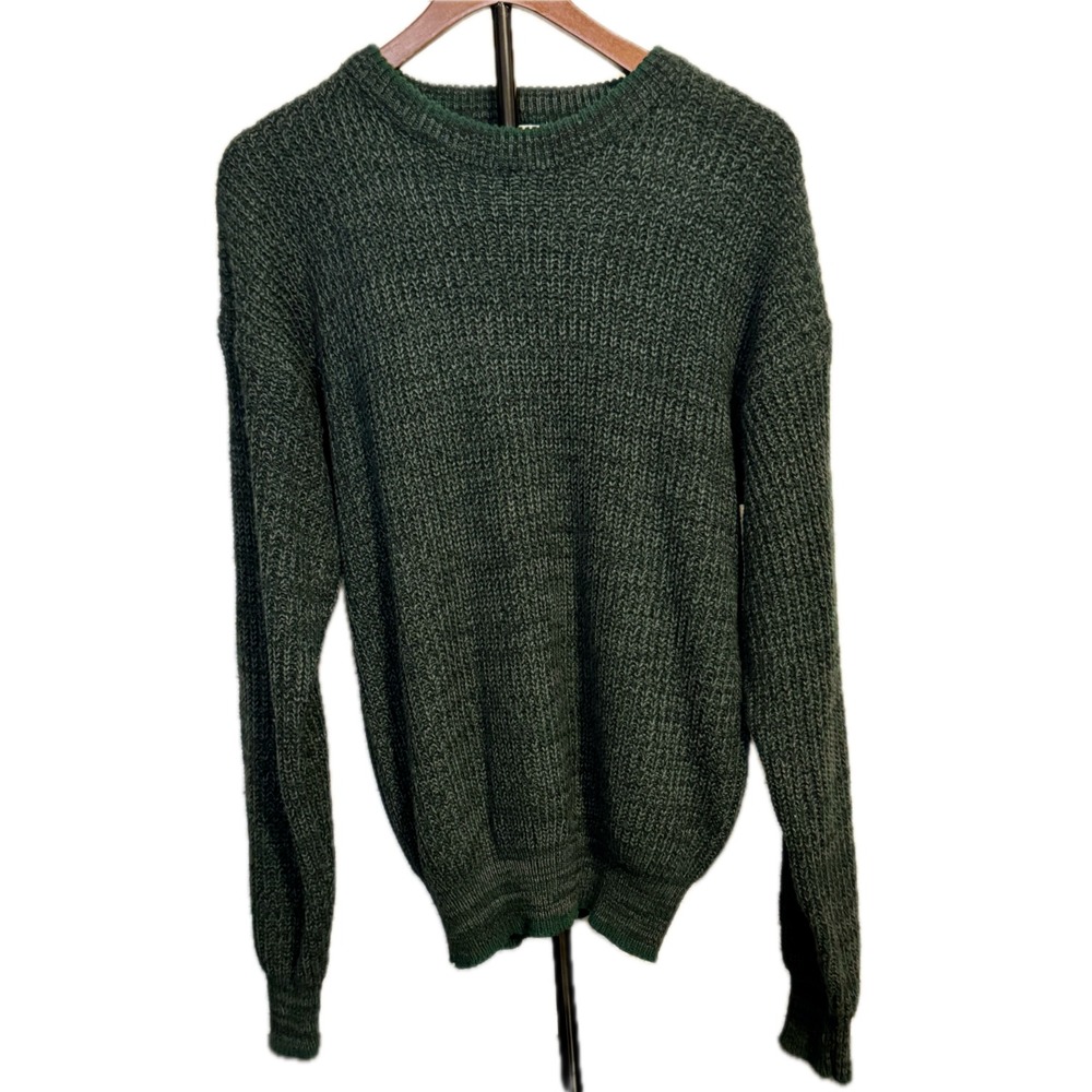 Saugatuck Sweater Size L Dark Green Acrylic Crewneck Vintage